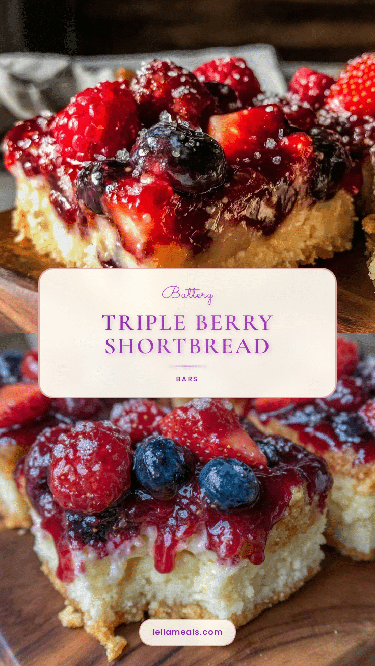 buttery triple berry shortbread bars recipe