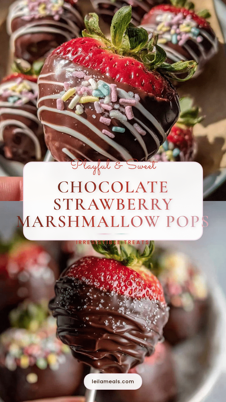 Chocolate-Covered Strawberry Marshmallow Pops recipe