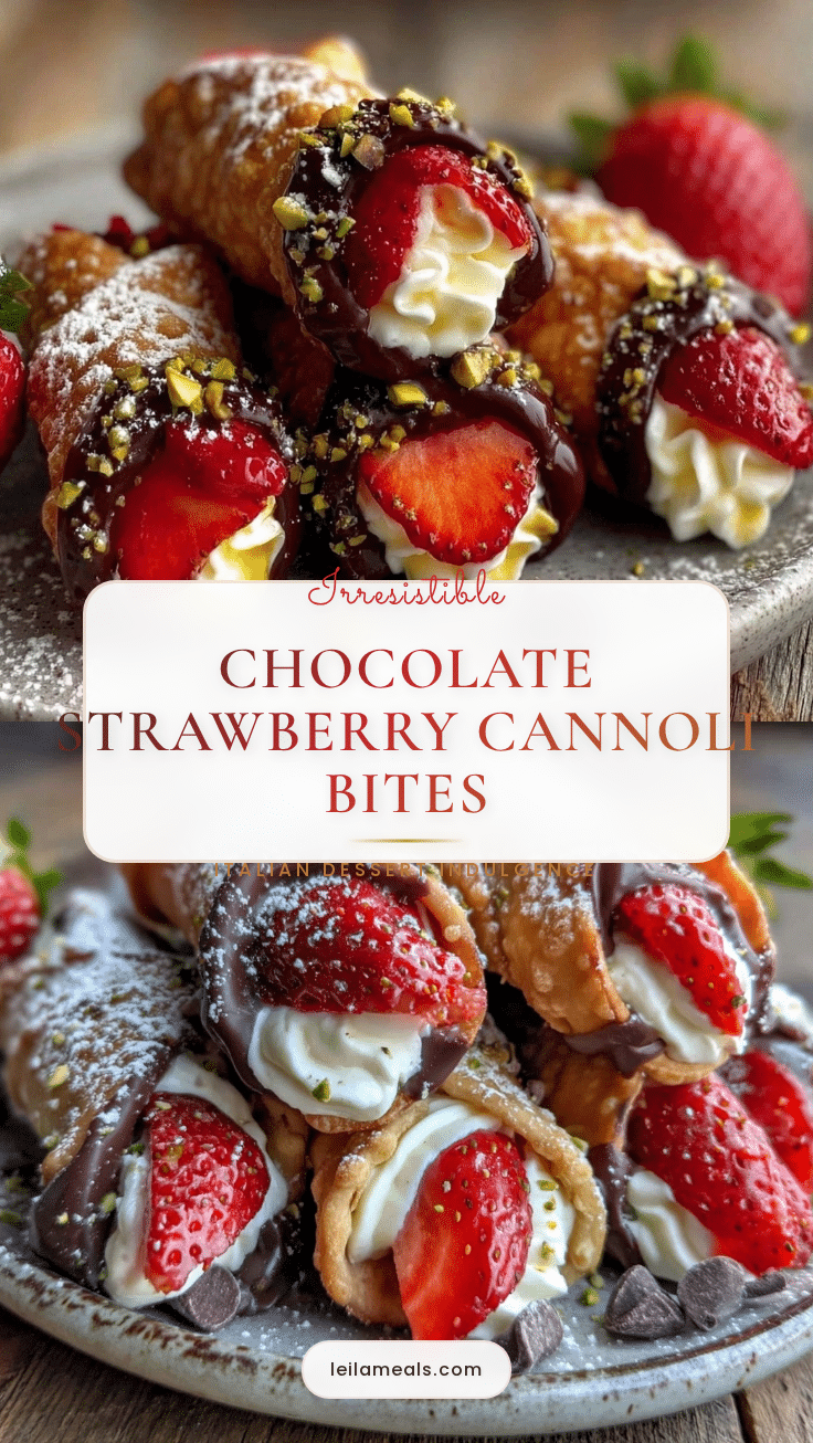 Chocolate-Dipped Strawberry Cannoli Bites recipe
