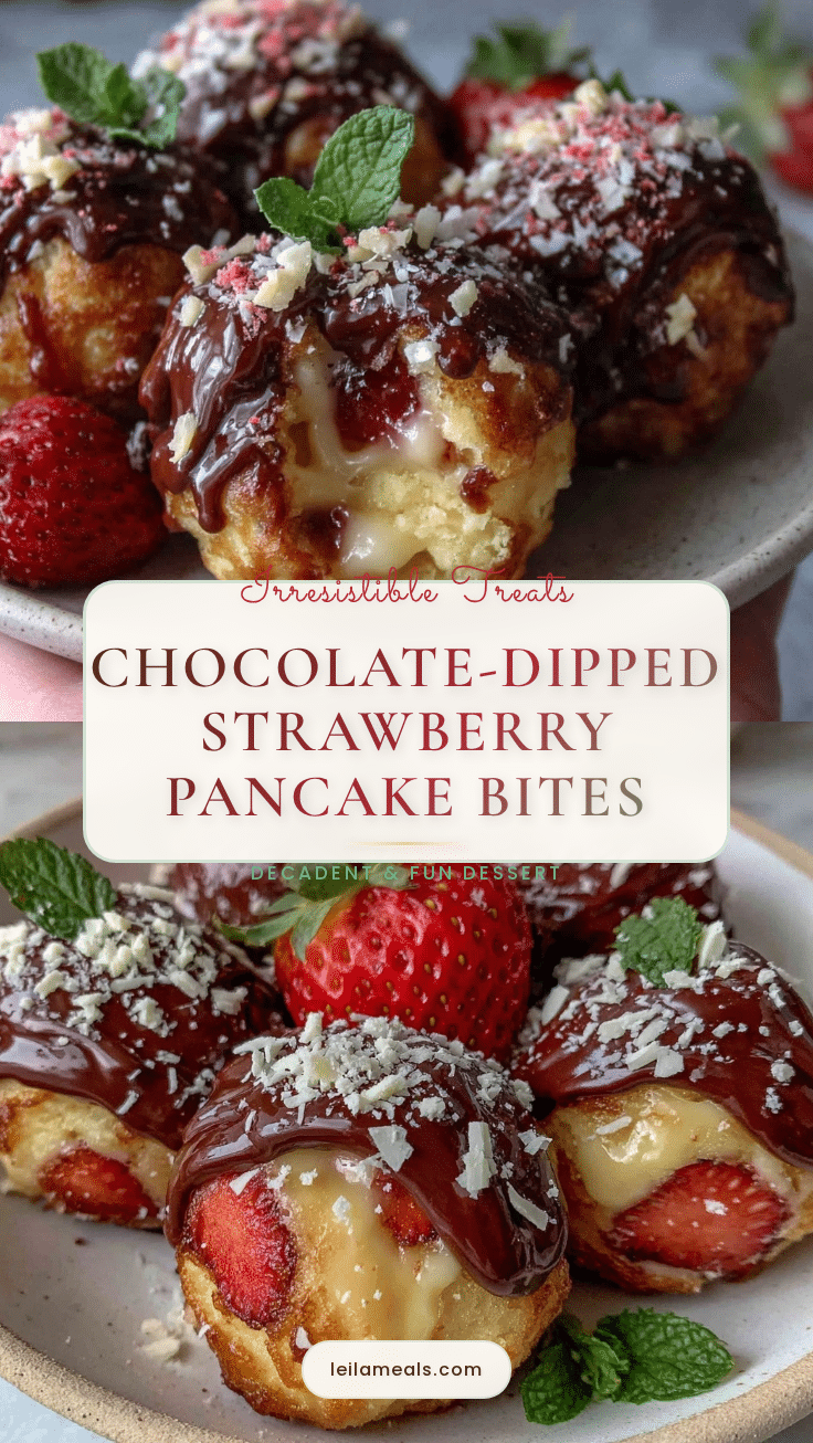 Chocolate-Dipped Strawberry Pancake Bites recipe