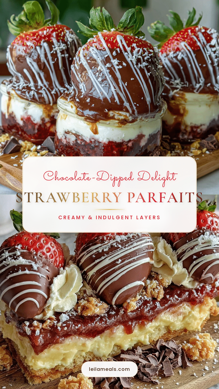 Chocolate-Dipped Strawberry Parfait Jars recipe