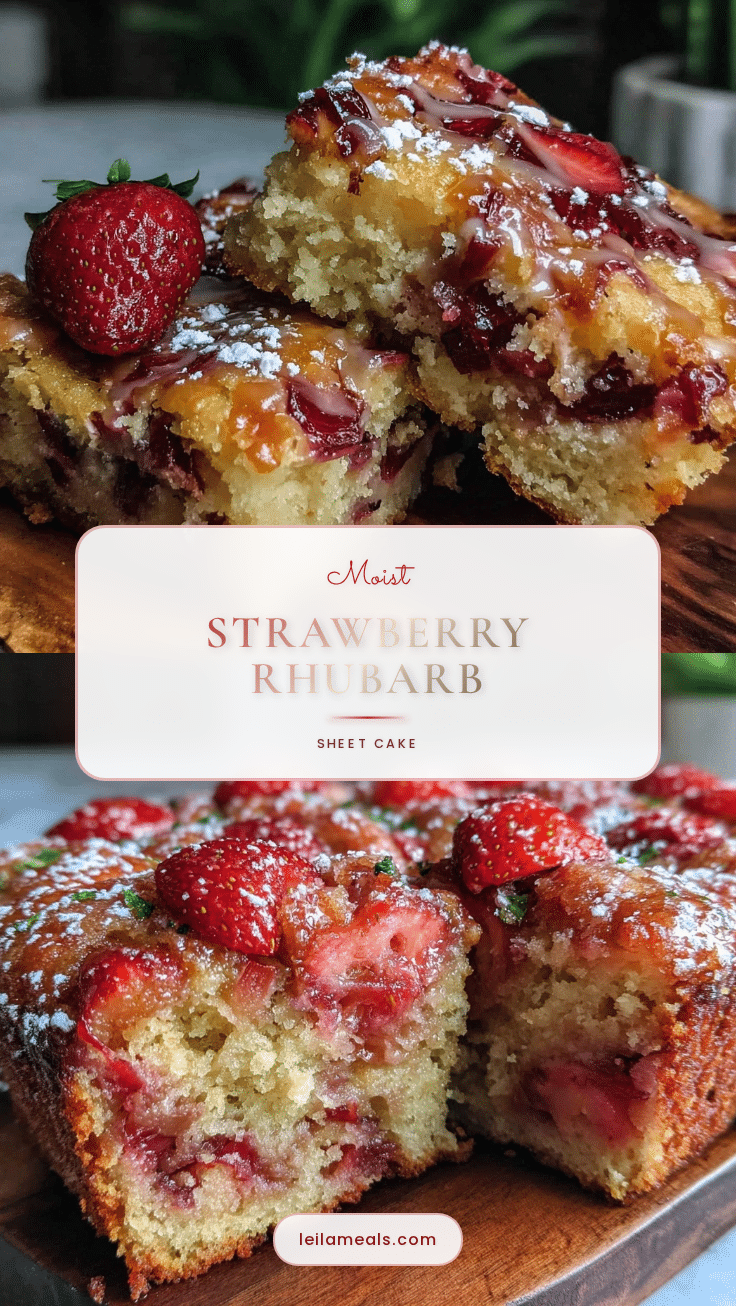 Moist Strawberry Rhubarb Sheet Cake recipe