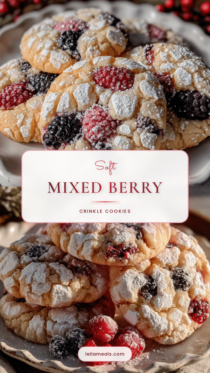 Tender Mixed Berry Crinkle Cookies recipe