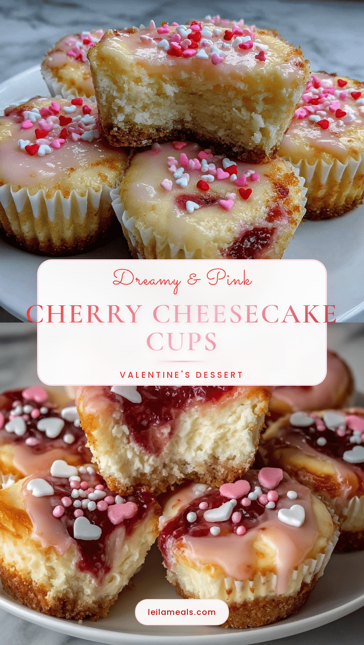 Valentine’s Pink Cherry Cheesecake Cups recipe