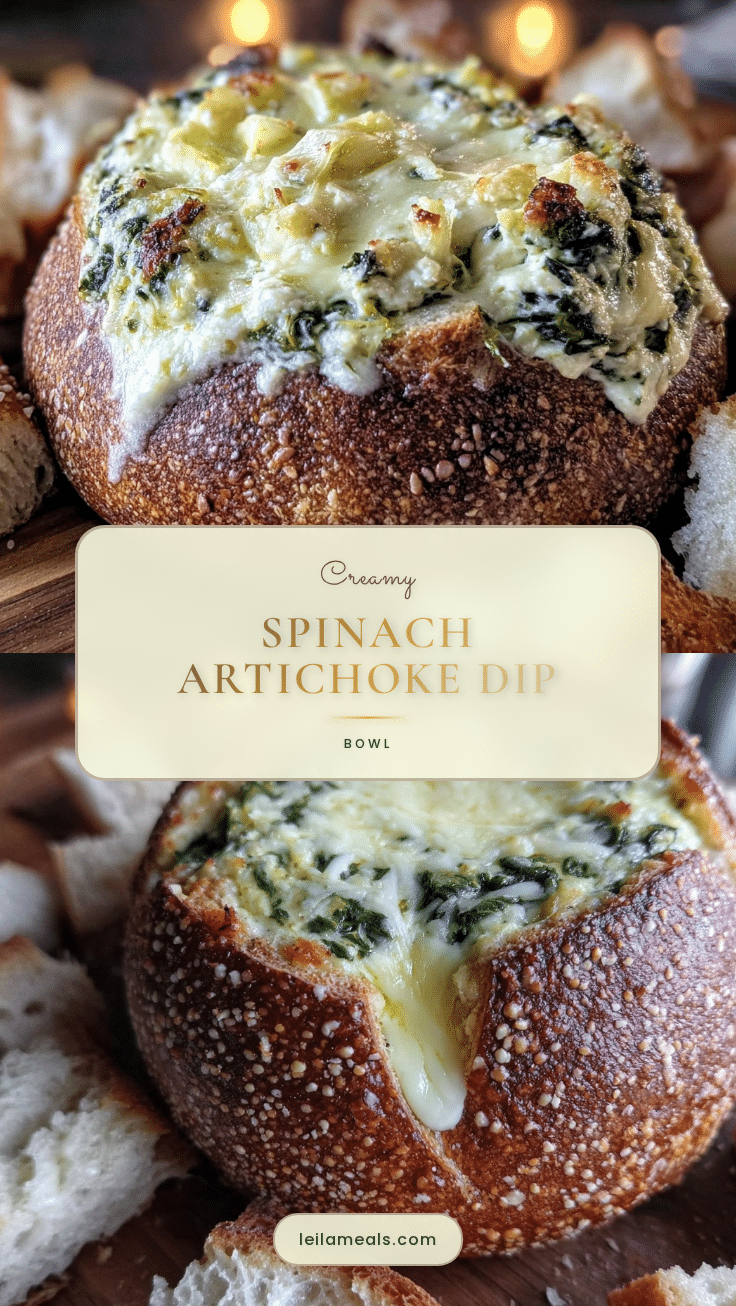 creamy spinach artichoke dip in bread bowl recipe