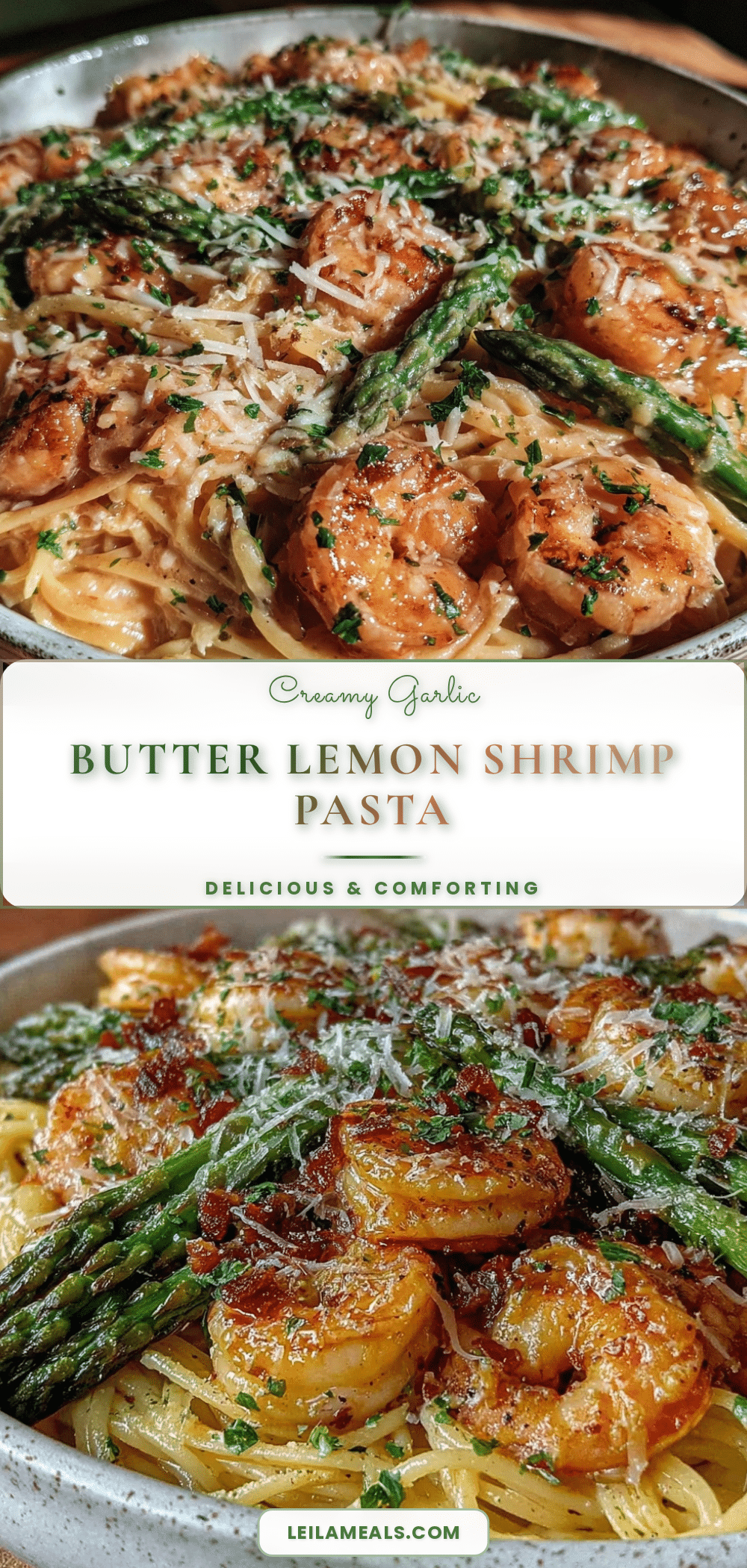 creamy lemon asparagus shrimp pasta recipe