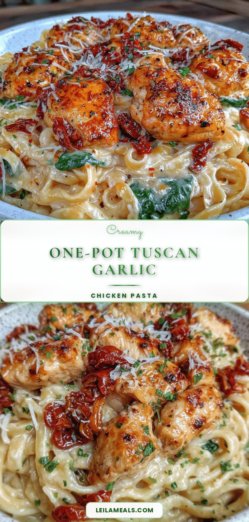 creamy one-pot tuscan garlic chicken pasta recipe