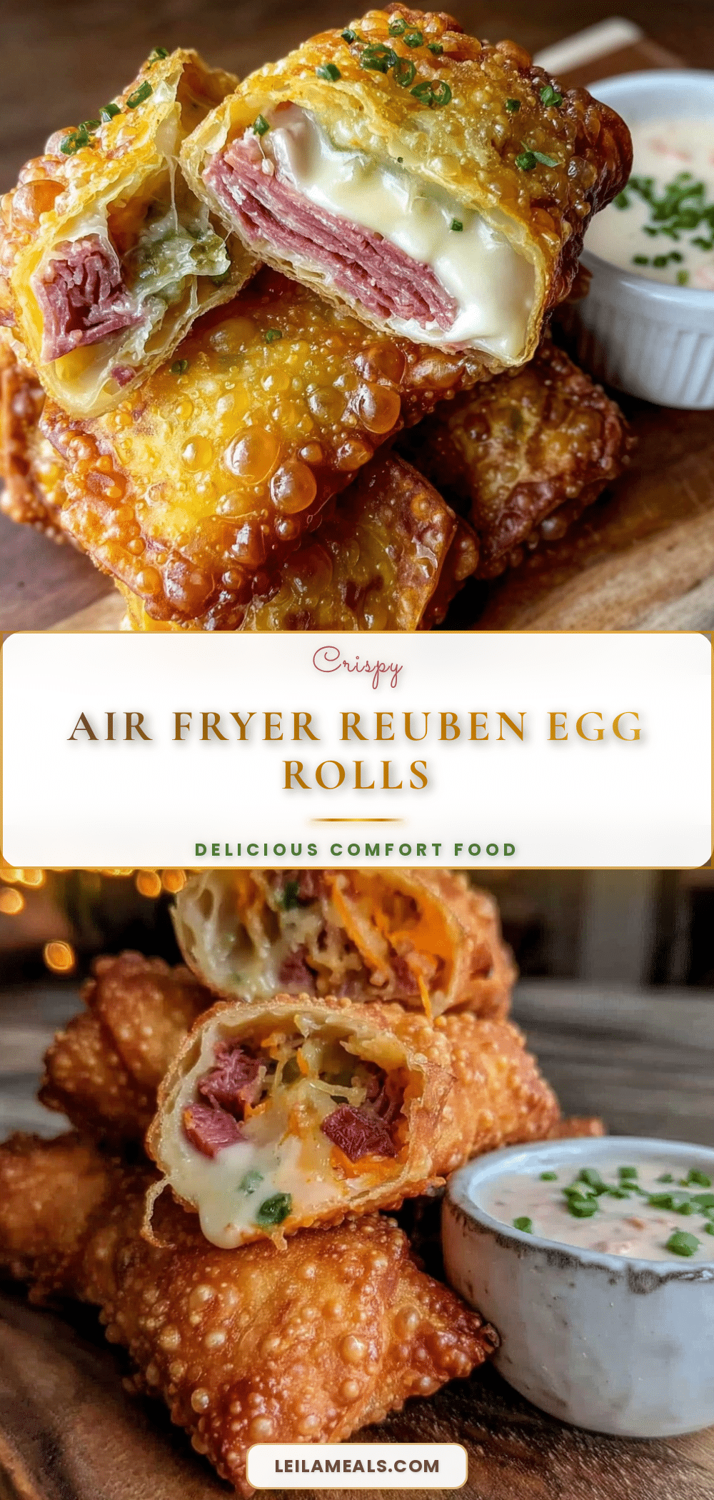 crispy air fryer Reuben egg rolls recipe