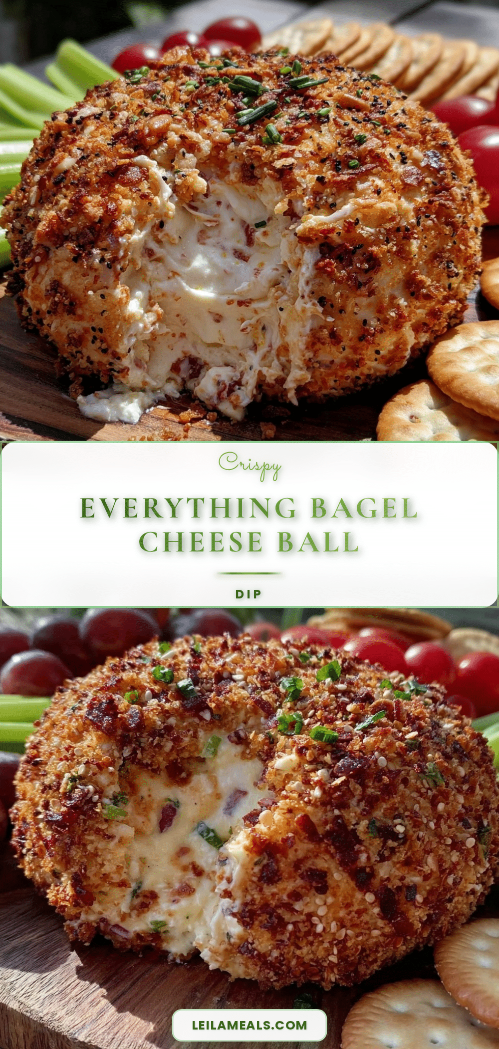 crispy everything bagel cheese ball dip recipe