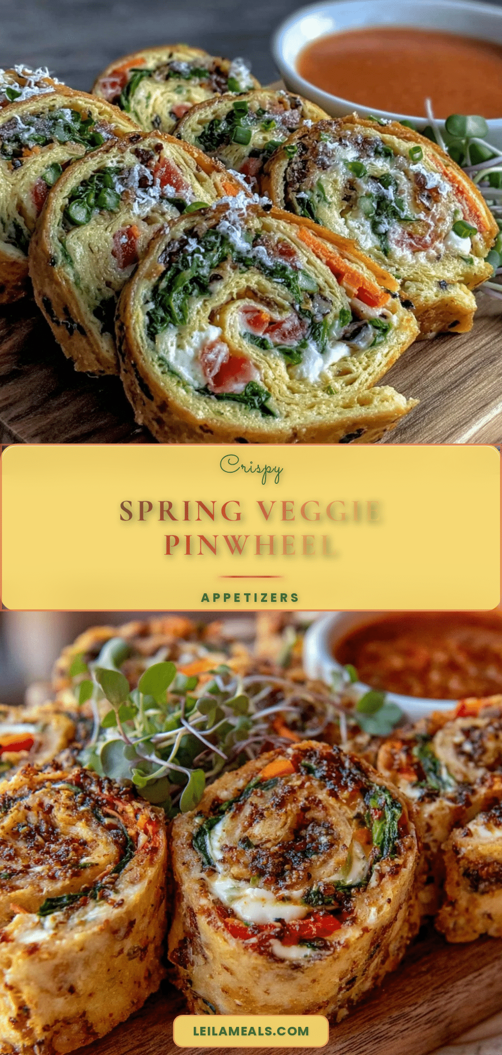 crispy spring vegetable pinwheel roll-ups recipe