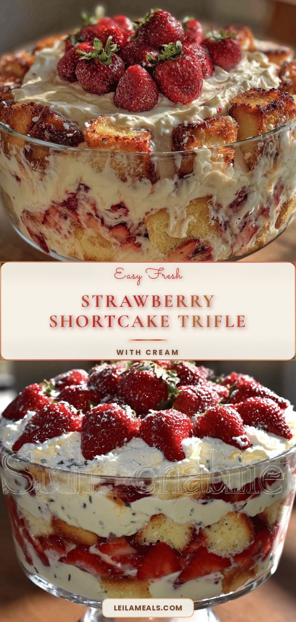 Easy Fresh Strawberry Shortcake Trifle recipe