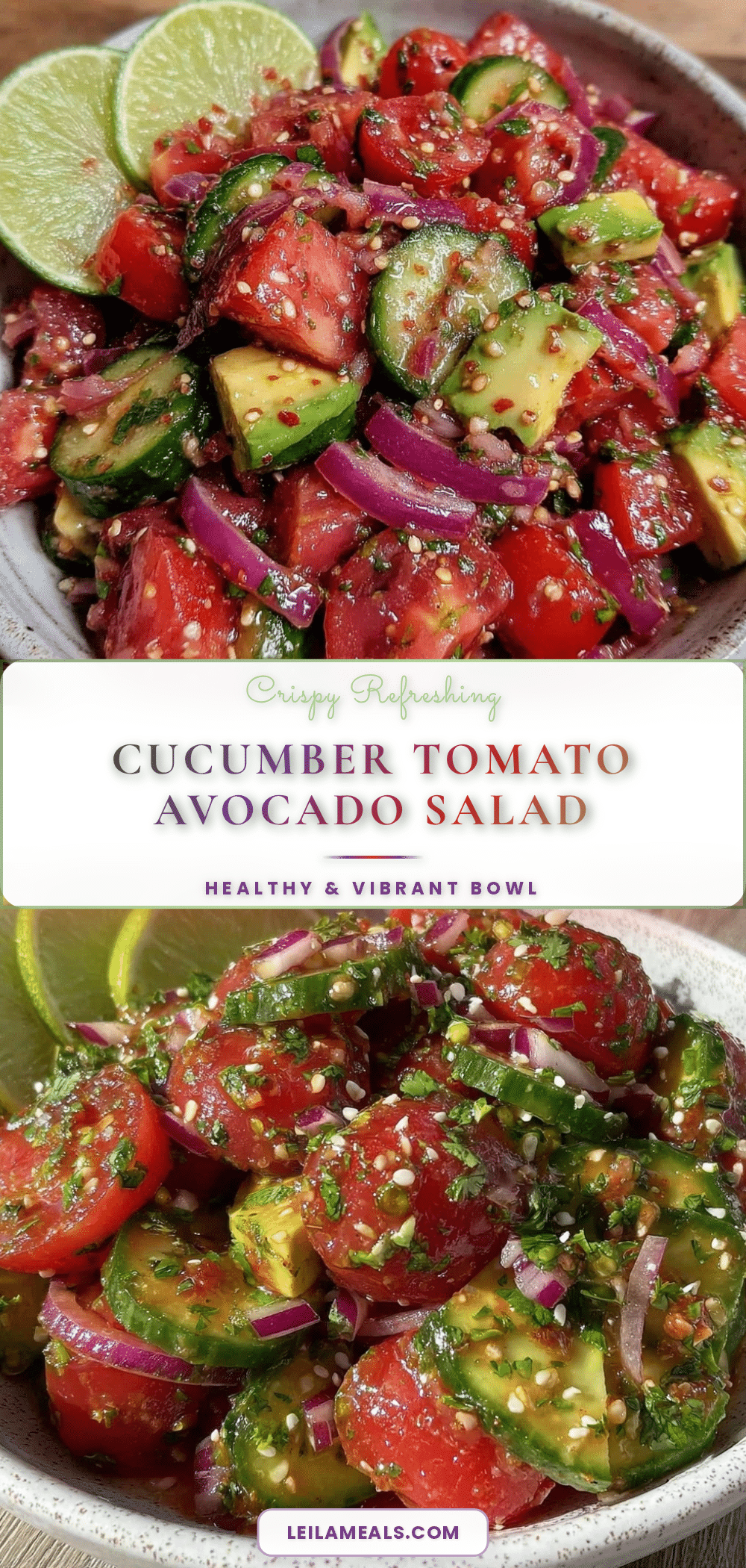 fresh crispy cucumber tomato avocado salad recipe