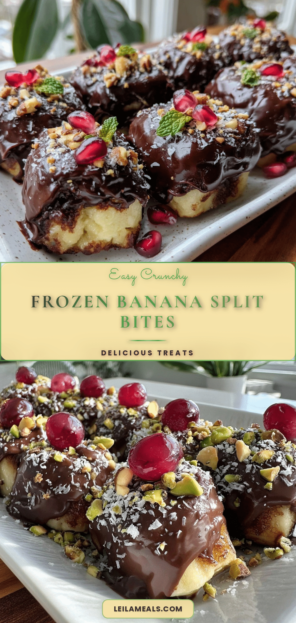 frozen banana split bites recipe