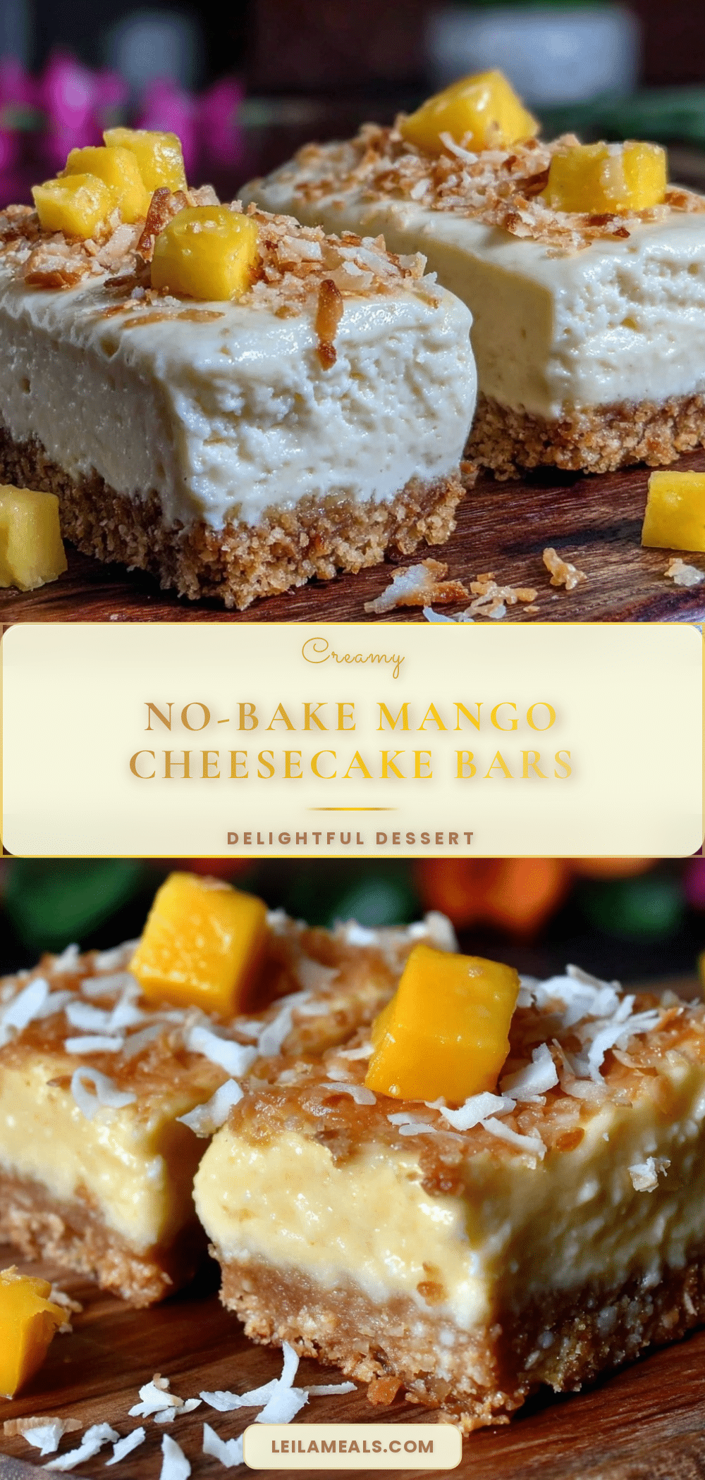 no-bake mango cheesecake bars recipe