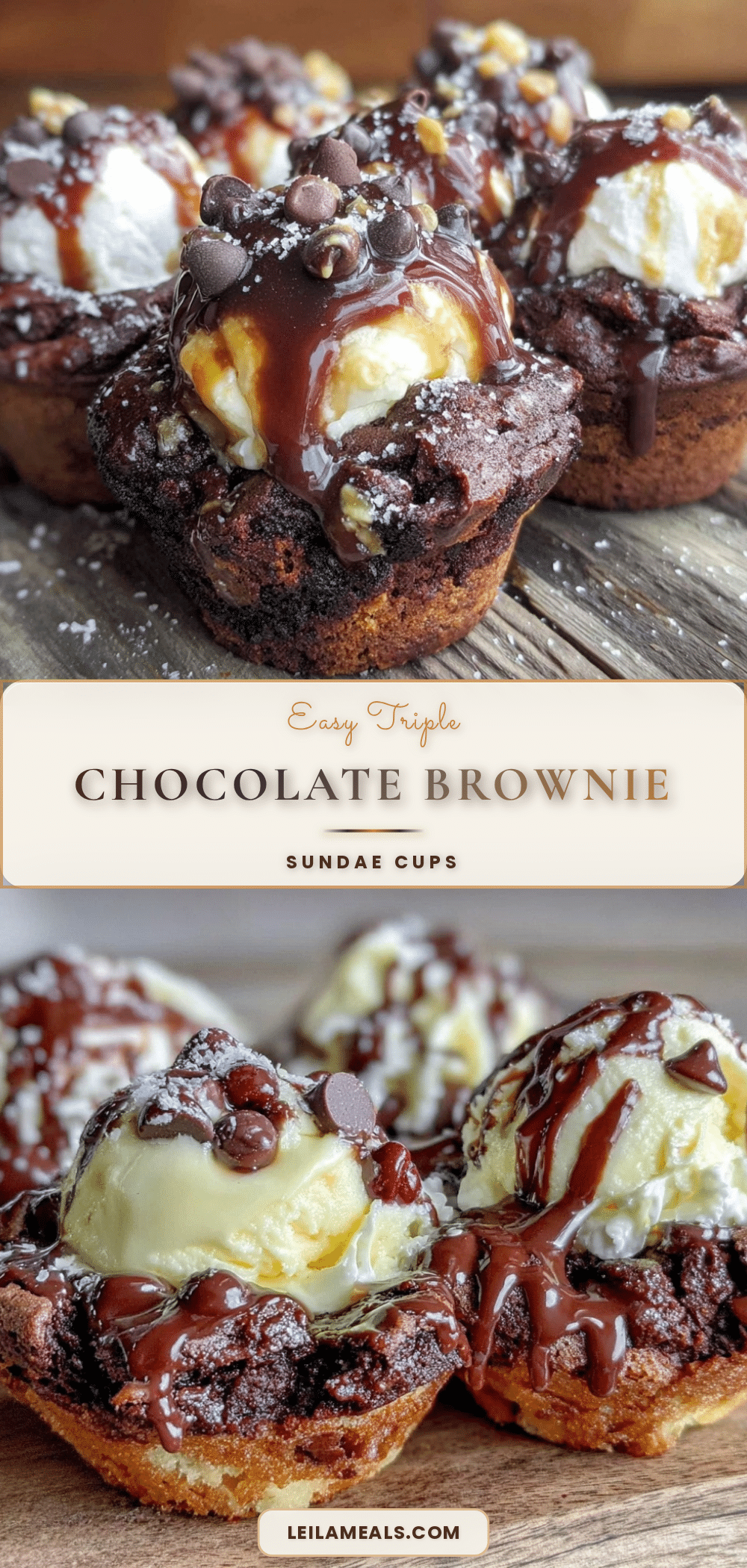 triple chocolate brownie sundae cups recipe