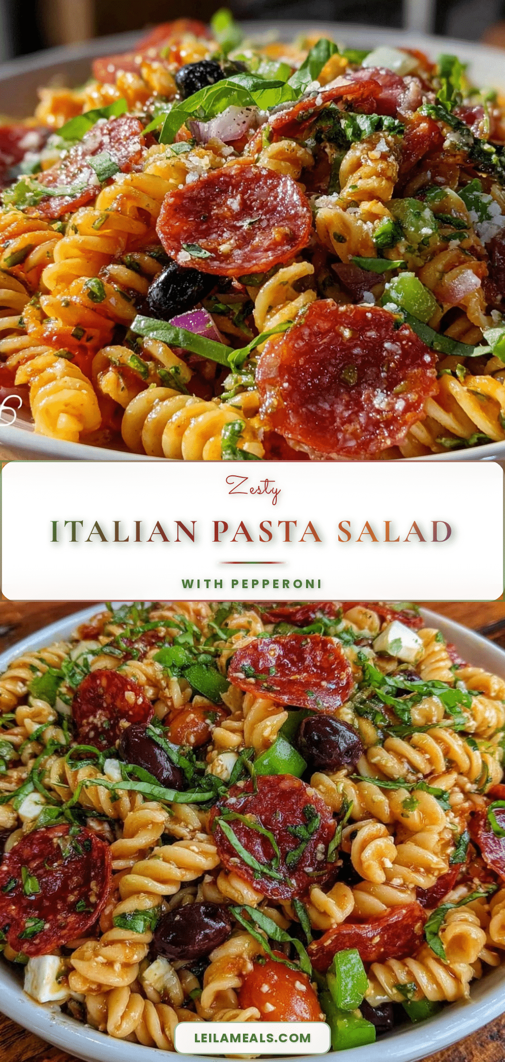 Italian pasta salad with pepperoni and olives recipe