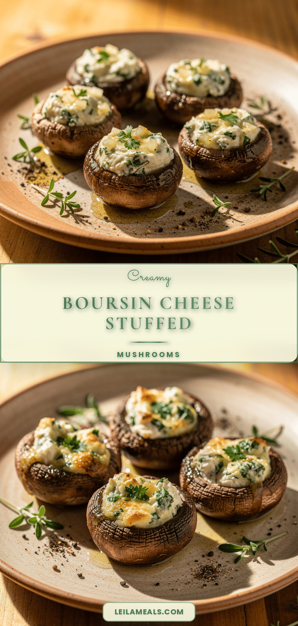 Boursin cheese stuffed mushrooms recipe