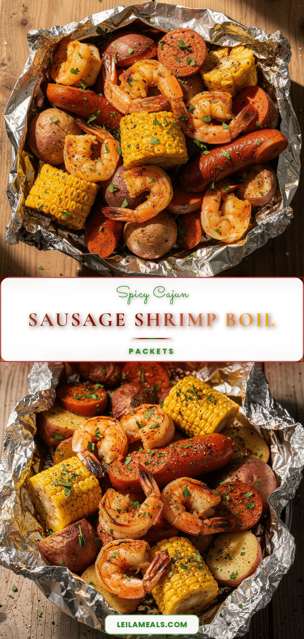 Cajun sausage and shrimp boil foil packets recipe