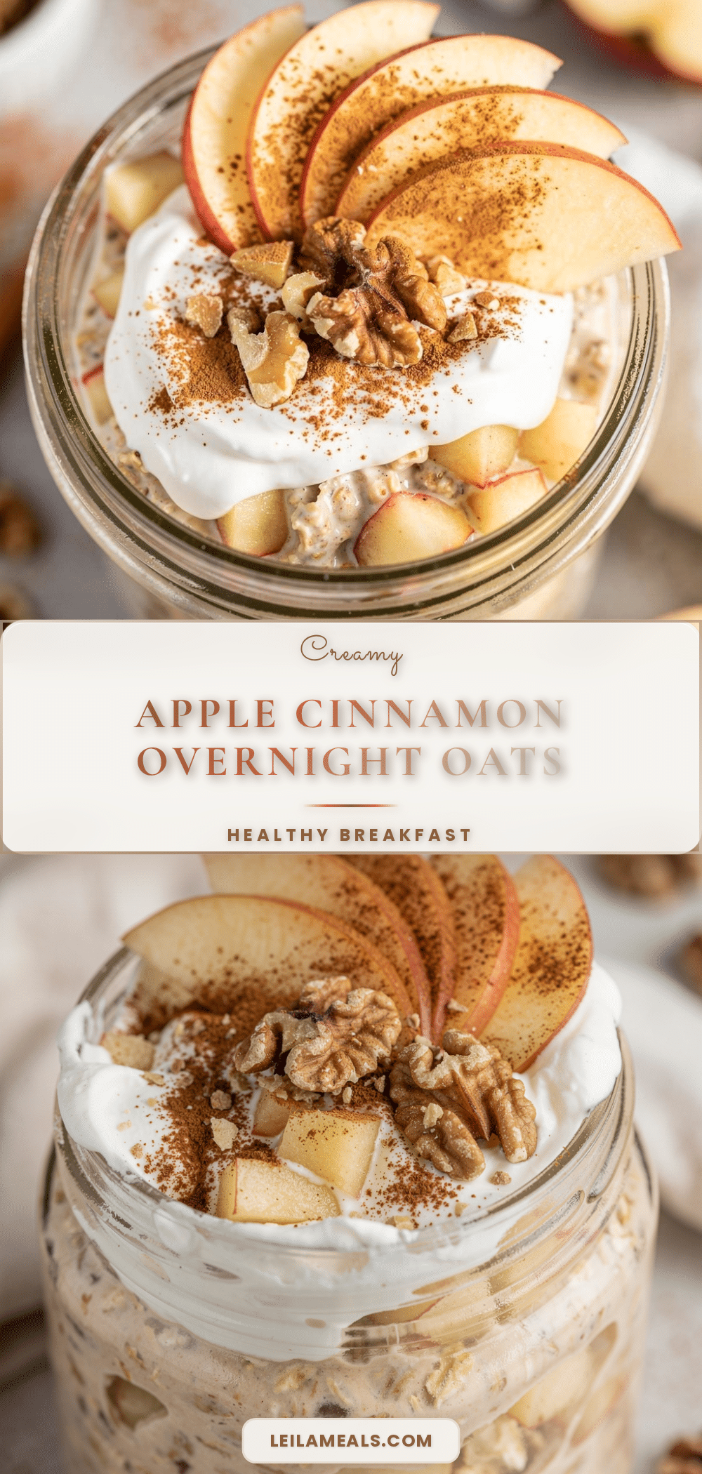 creamy apple cinnamon overnight oats recipe