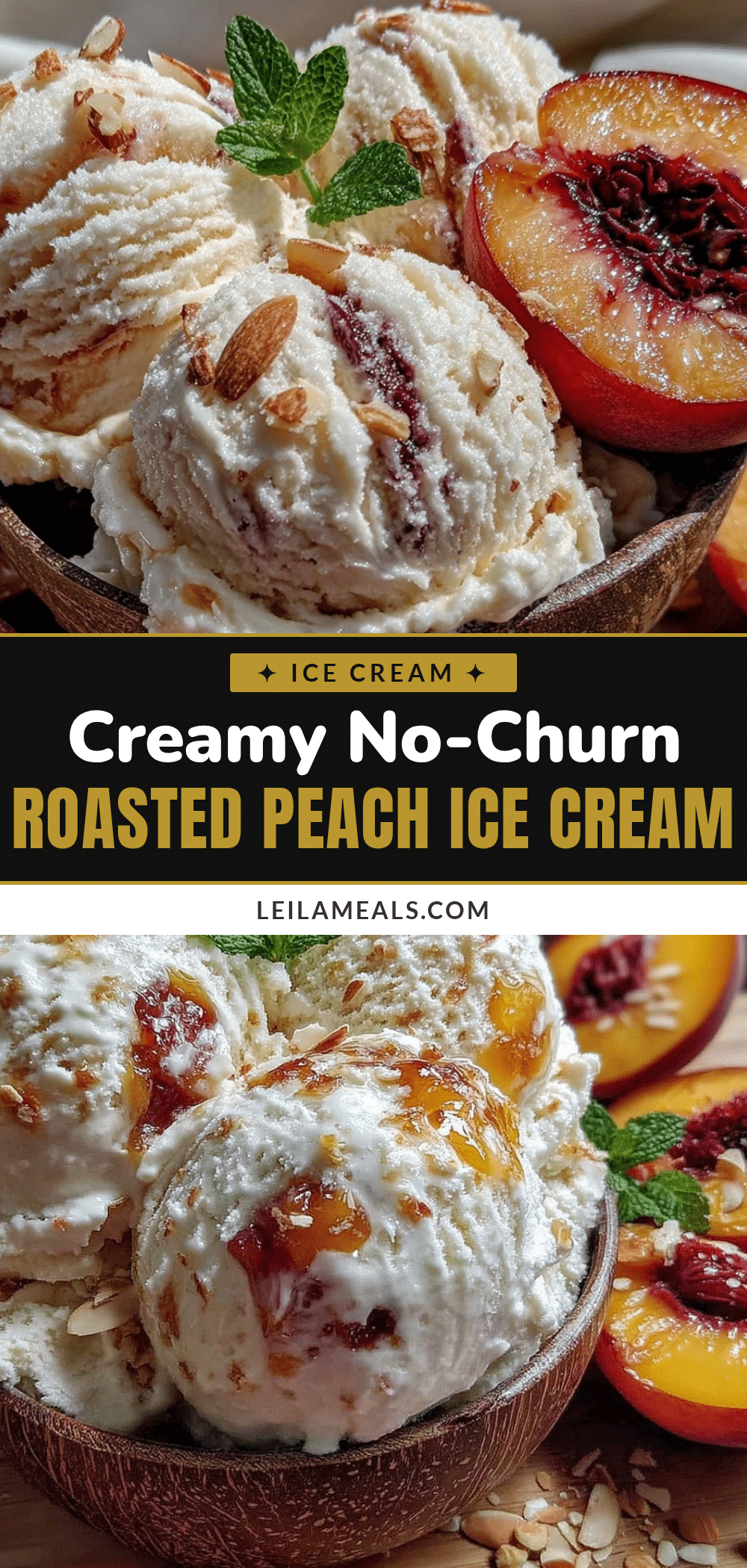 creamy no-churn roasted peach ice cream recipe