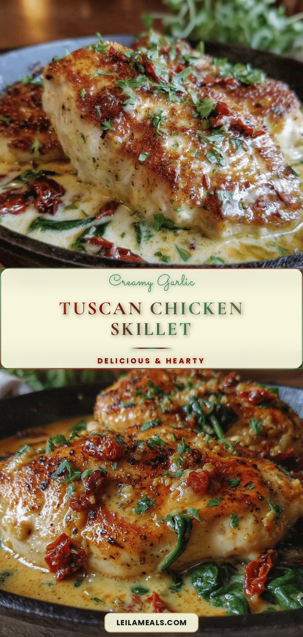 Creamy Tuscan Garlic Chicken Skillet recipe
