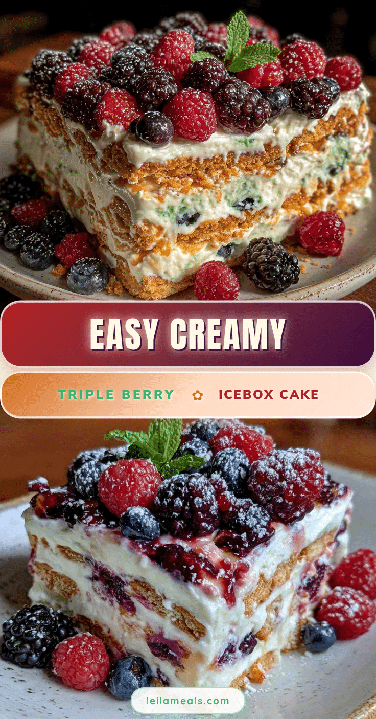 easy creamy triple berry icebox cake recipe