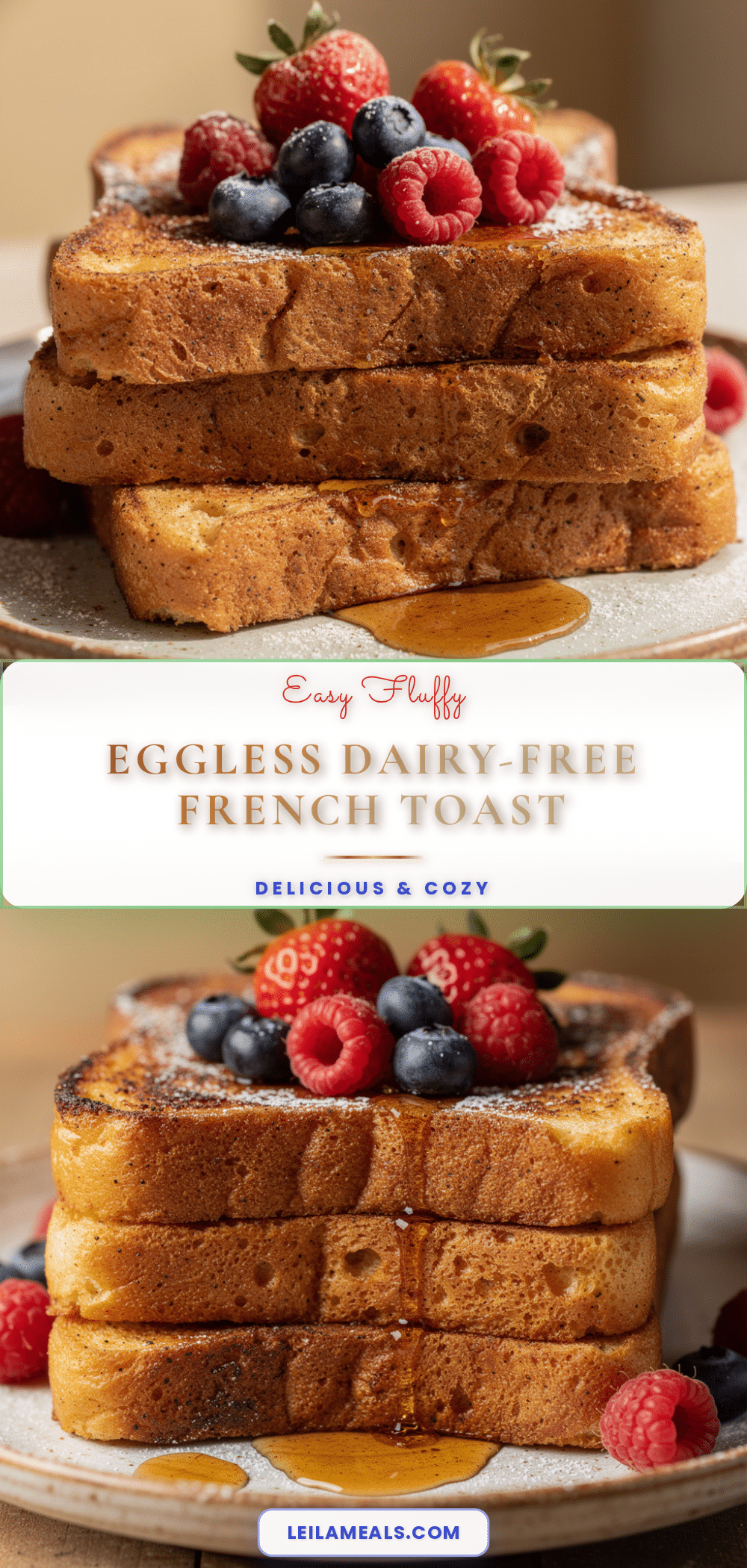 easy fluffy eggless dairy-free french toast recipe