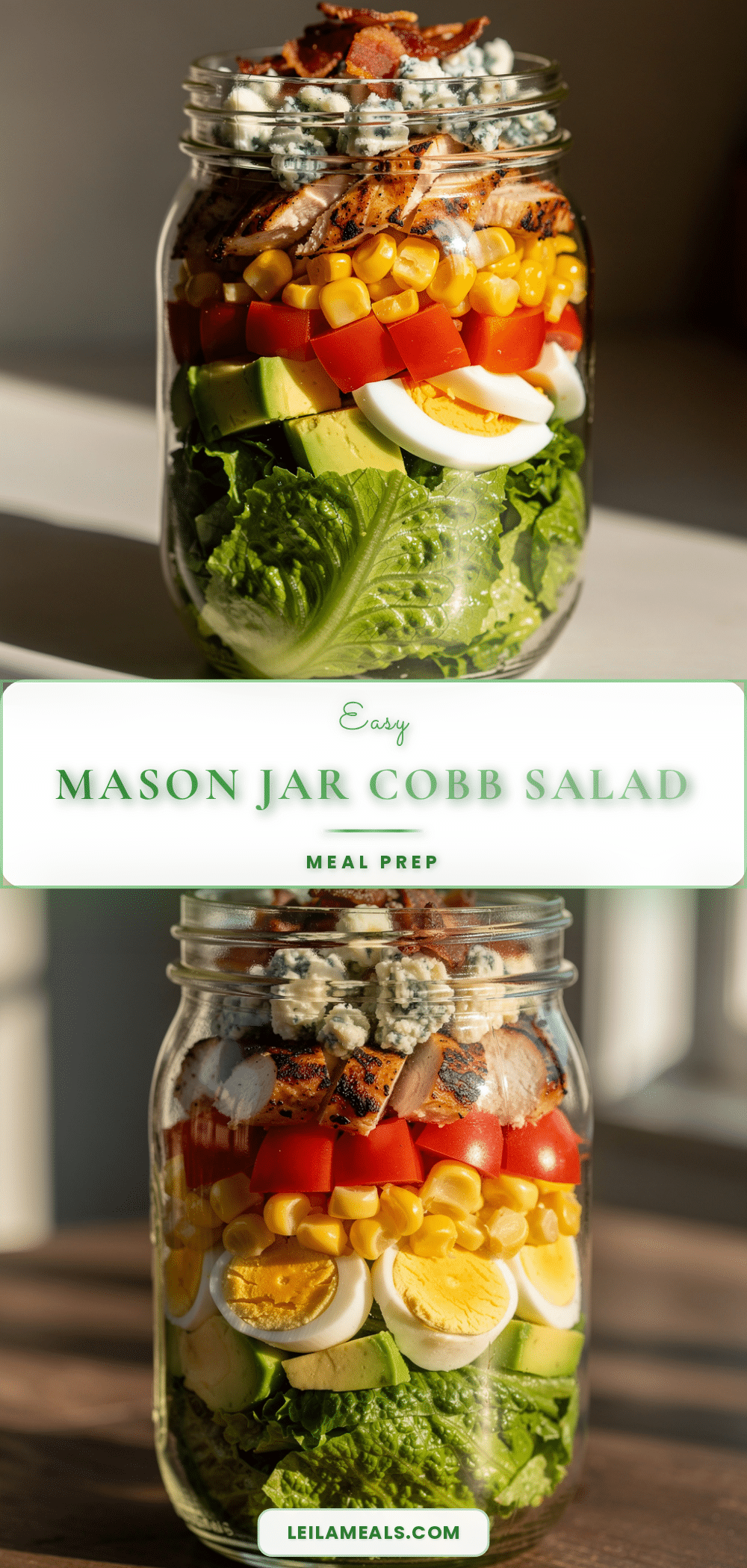 mason jar Cobb salad meal prep recipe