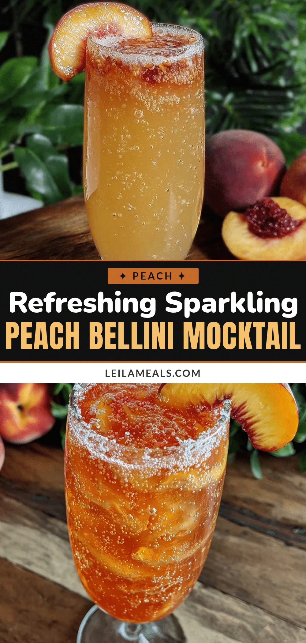 sparkling peach bellini mocktail recipe