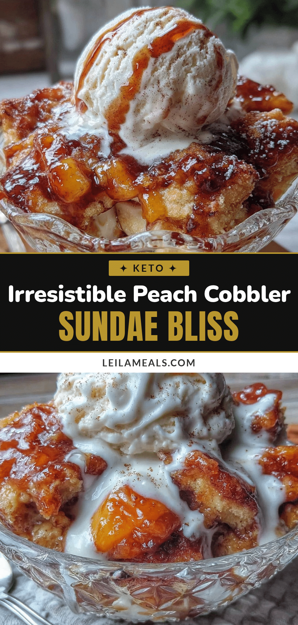 cozy peach cobbler sundae recipe