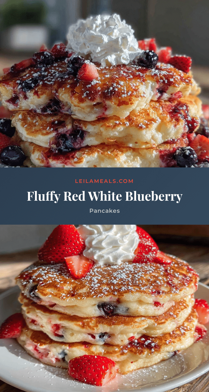 fluffy red white blueberry pancakes recipe