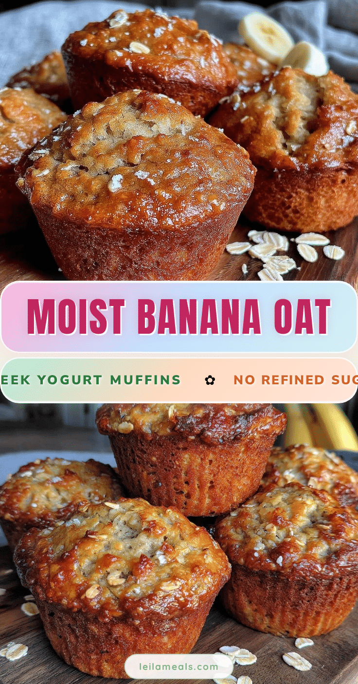 Healthy Banana Oat Greek Yogurt Muffins recipe