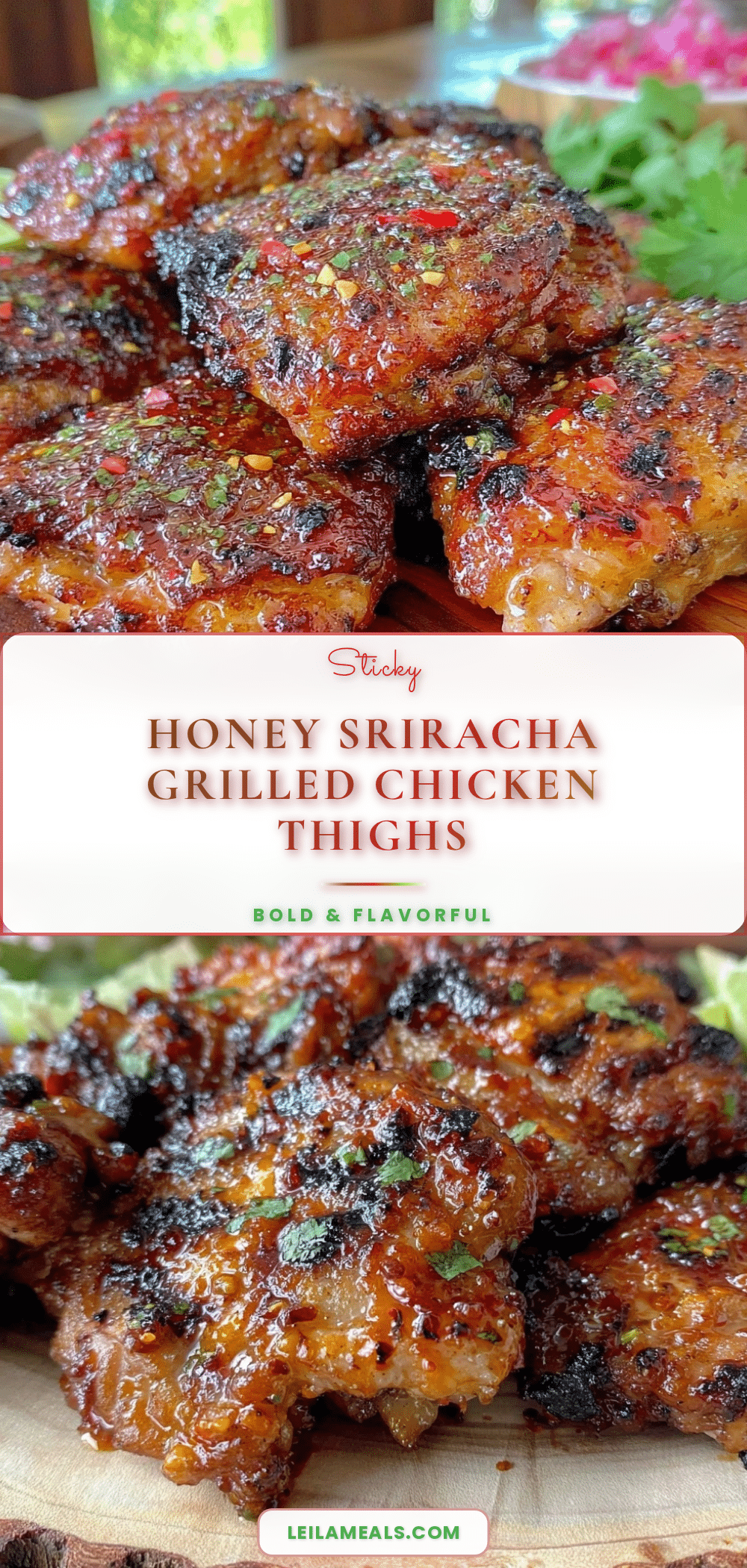 Honey Sriracha Glazed Grilled Chicken Thighs recipe
