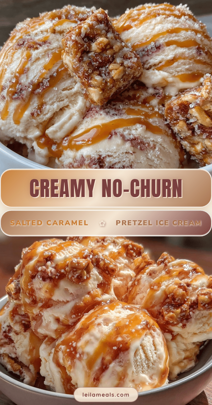 no-churn salted caramel pretzel ice cream recipe