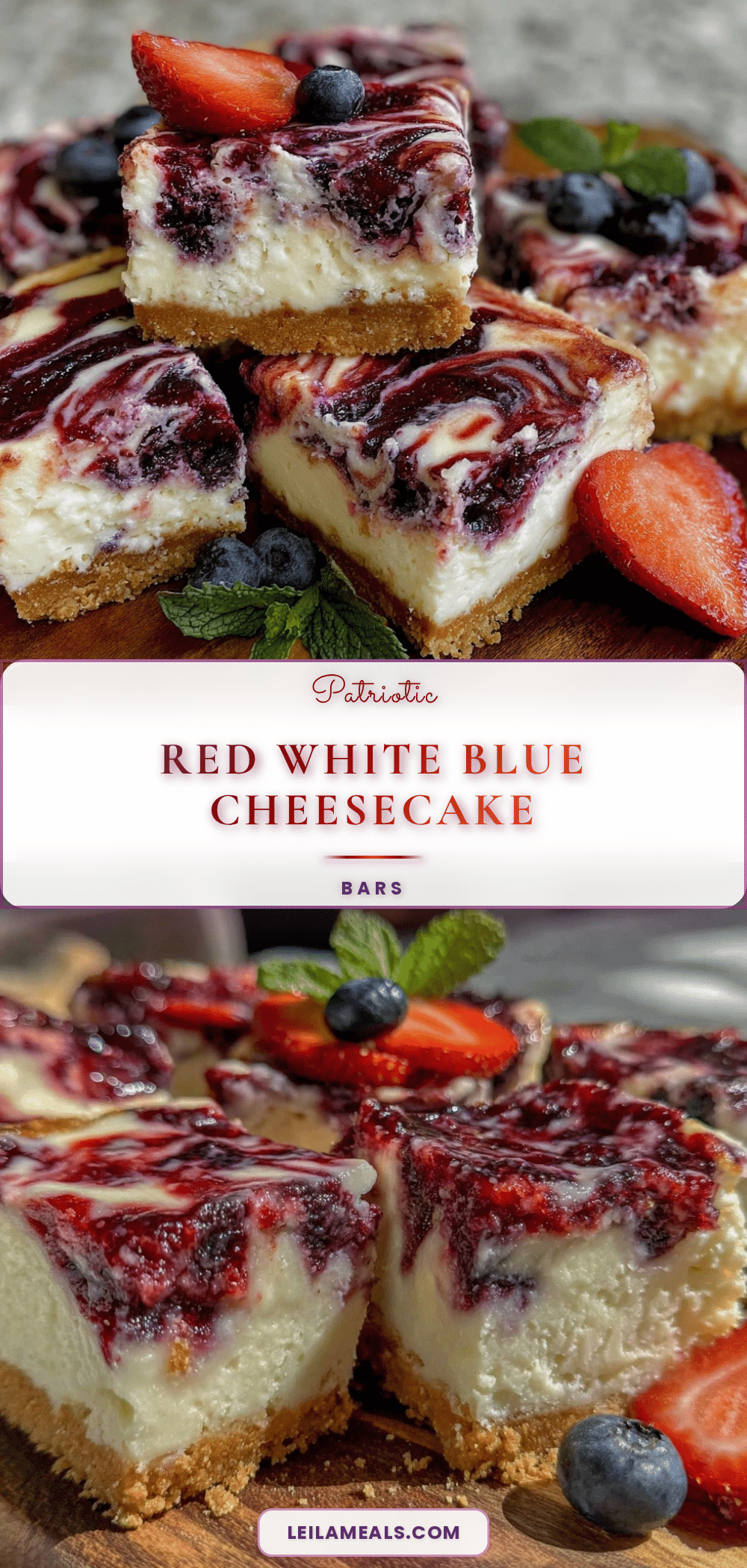 red white and blue cheesecake bars recipe