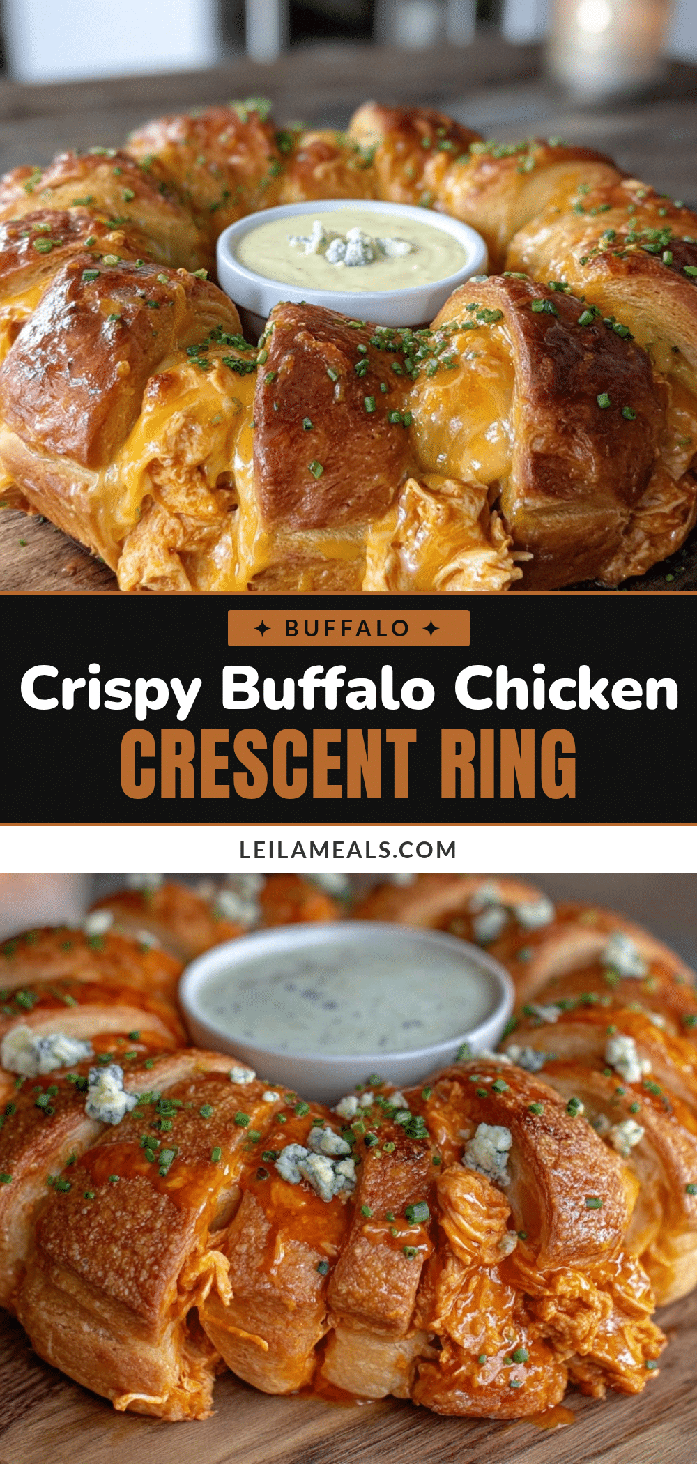 Buffalo Chicken Crescent Roll Ring recipe