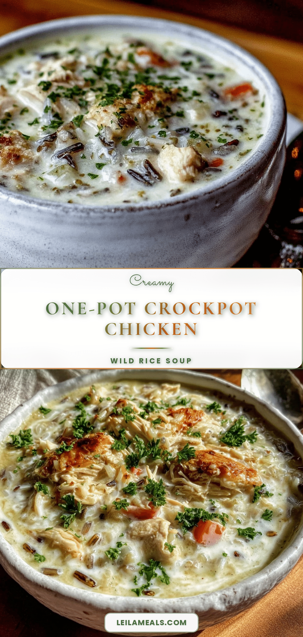 creamy one-pot crockpot chicken and wild rice soup recipe