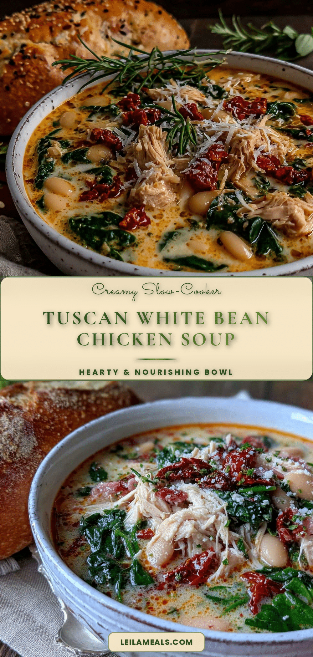 Creamy Tuscan White Bean Chicken Soup recipe