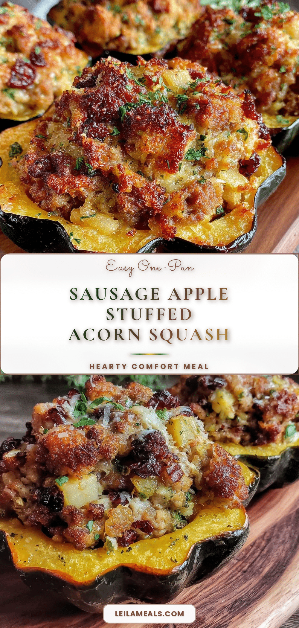 one-pan sausage apple stuffed acorn squash recipe