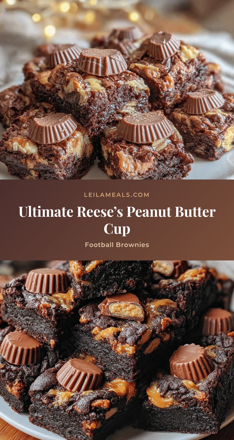 Reeses Peanut Butter Cup Football Brownies recipe