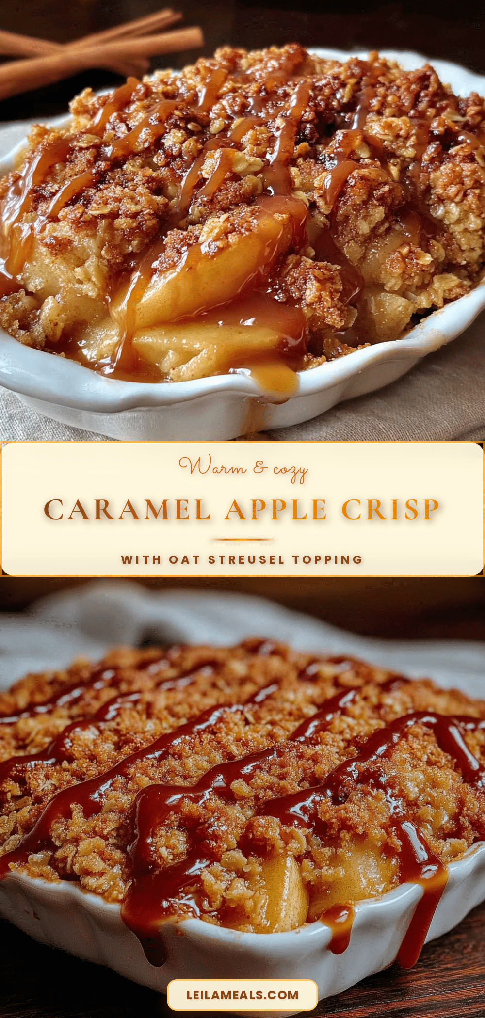Caramel apple crisp with oat streusel recipe