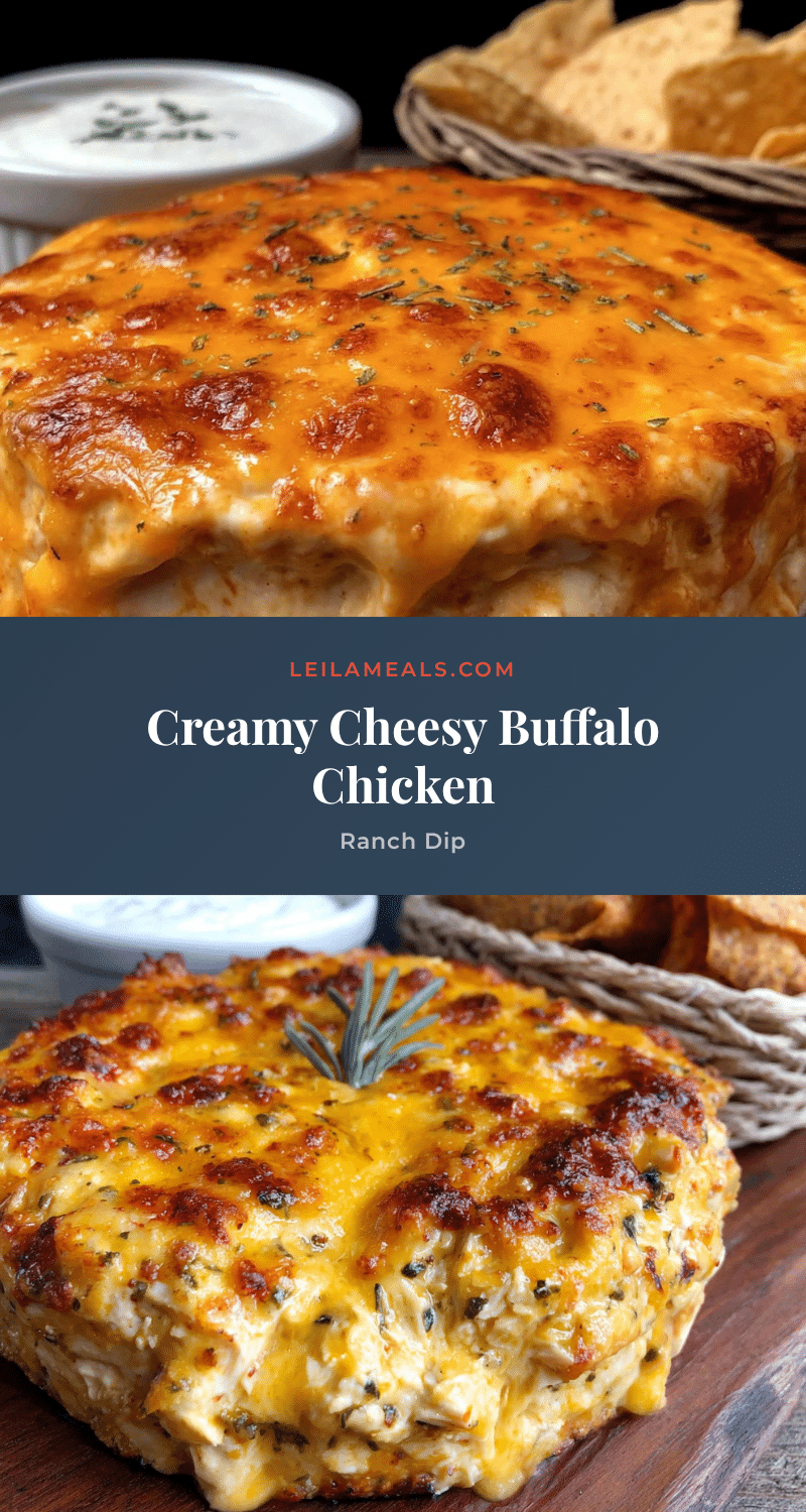 creamy cheesy buffalo chicken dip with ranch recipe