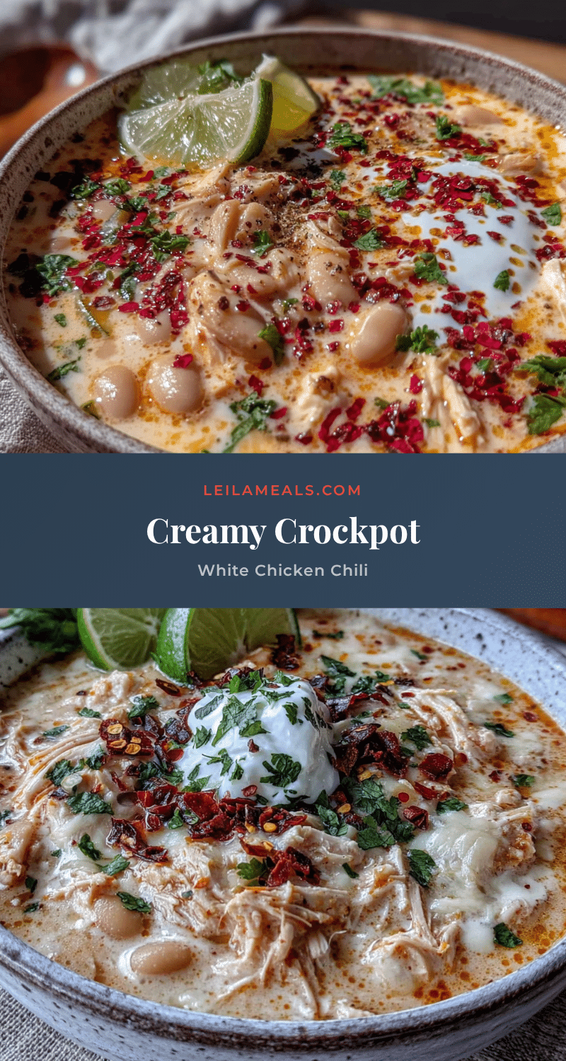 creamy crockpot white chicken chili recipe
