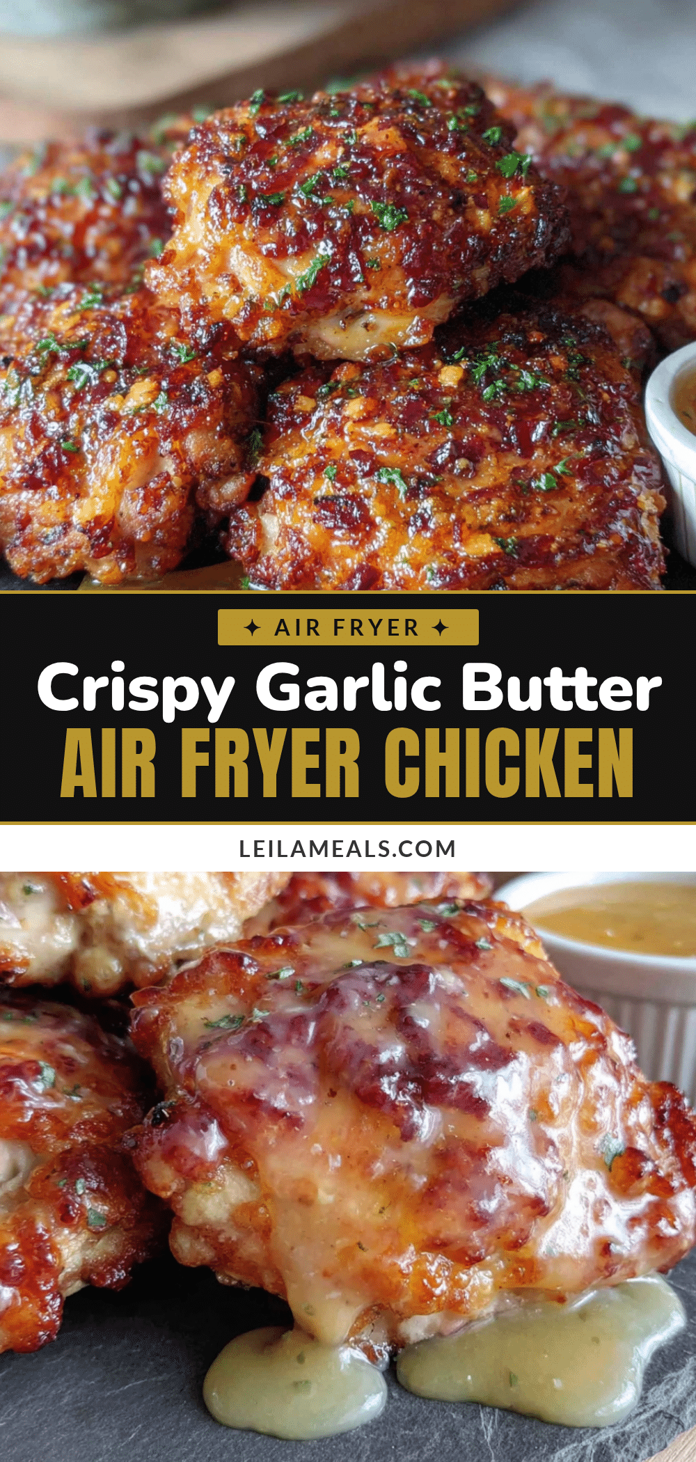 crispy air fryer chicken thighs with garlic butter recipe