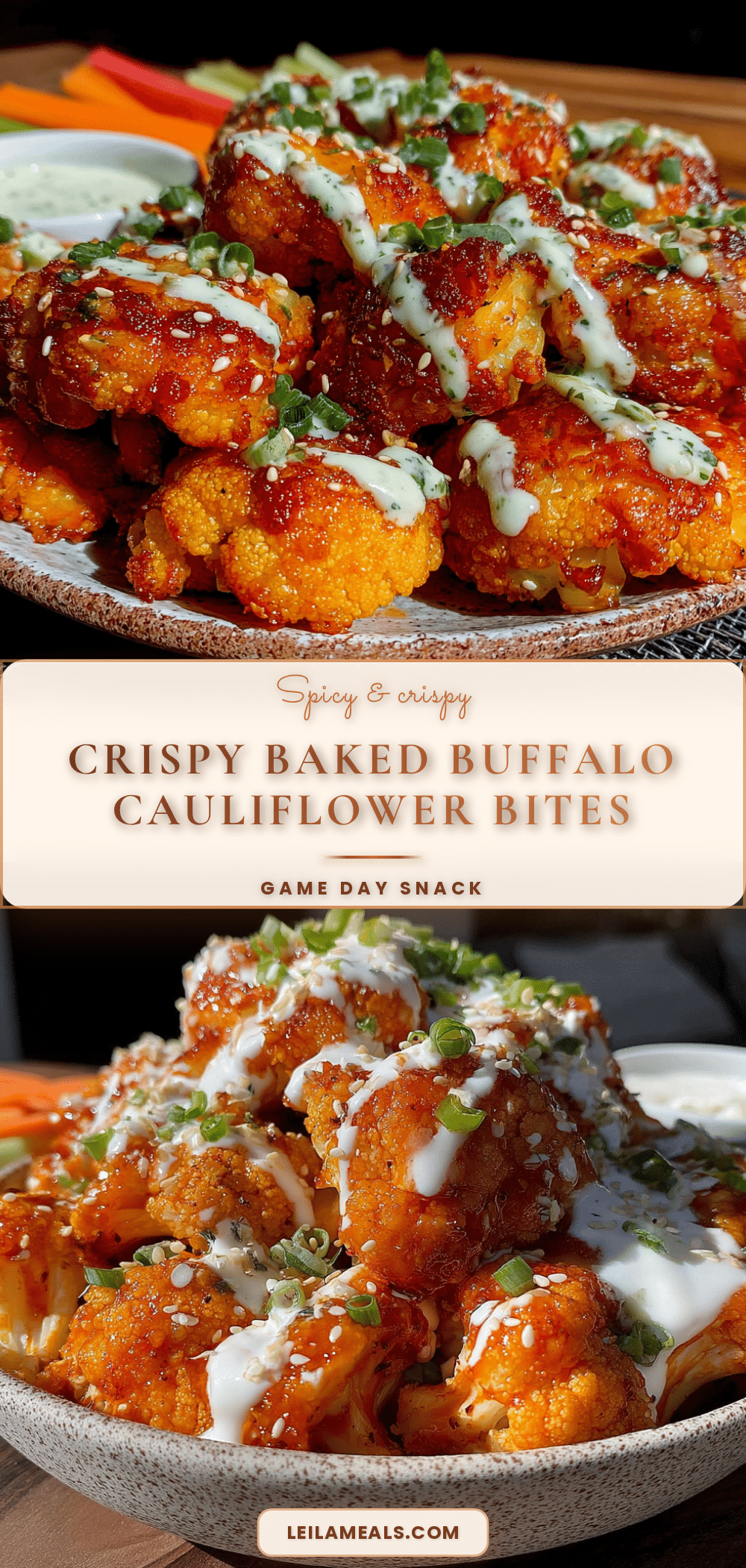 crispy baked buffalo cauliflower bites recipe