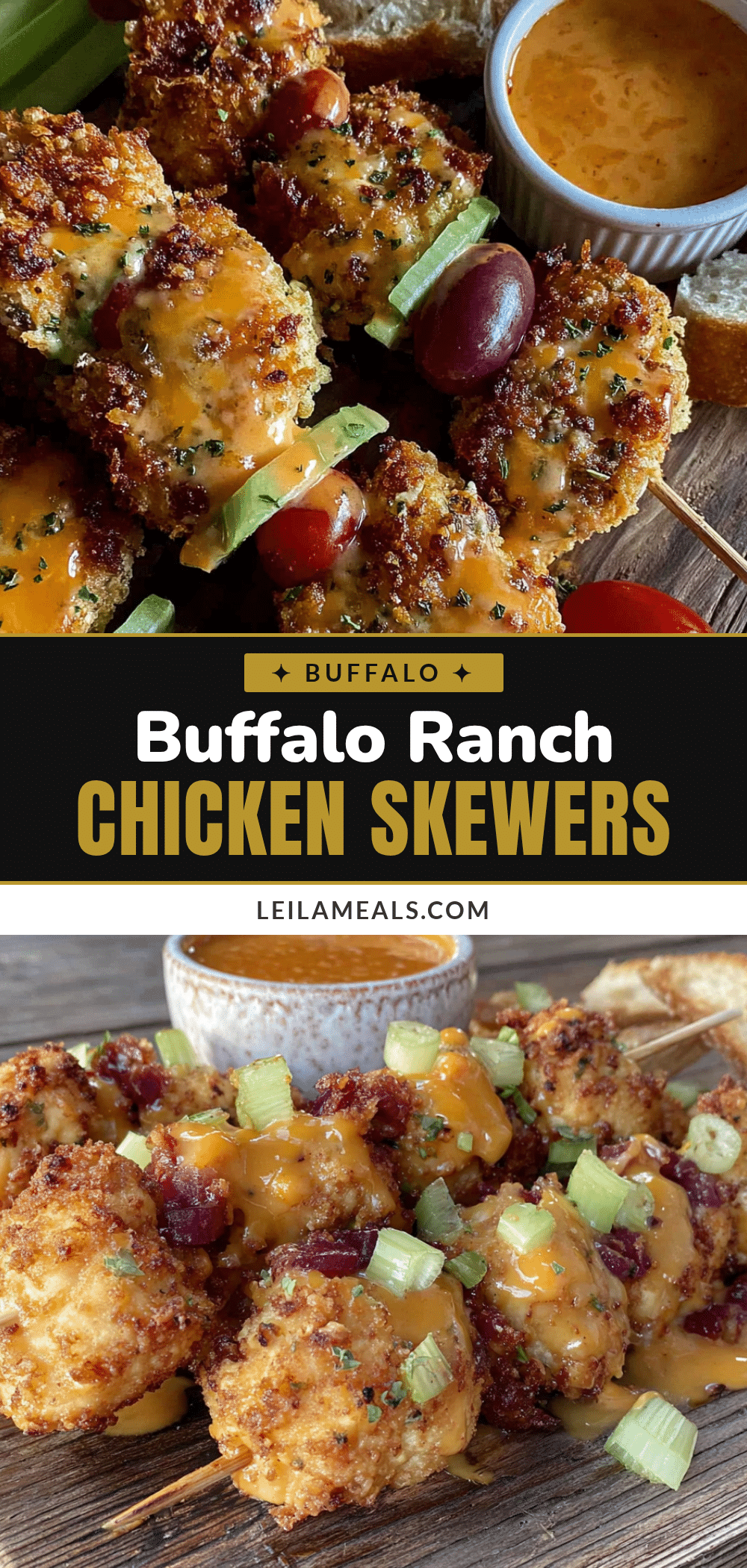 Crispy Buffalo Ranch Chicken Skewers recipe