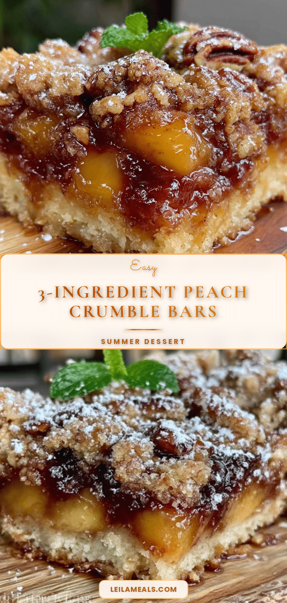 easy 3-ingredient peach crumble bars recipe
