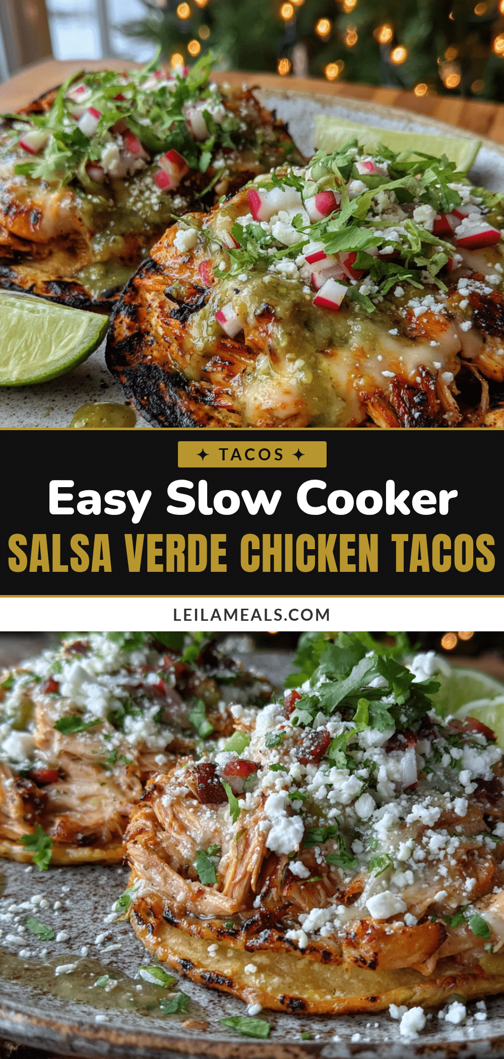 Easy Slow Cooker Salsa Verde Chicken Tacos recipe