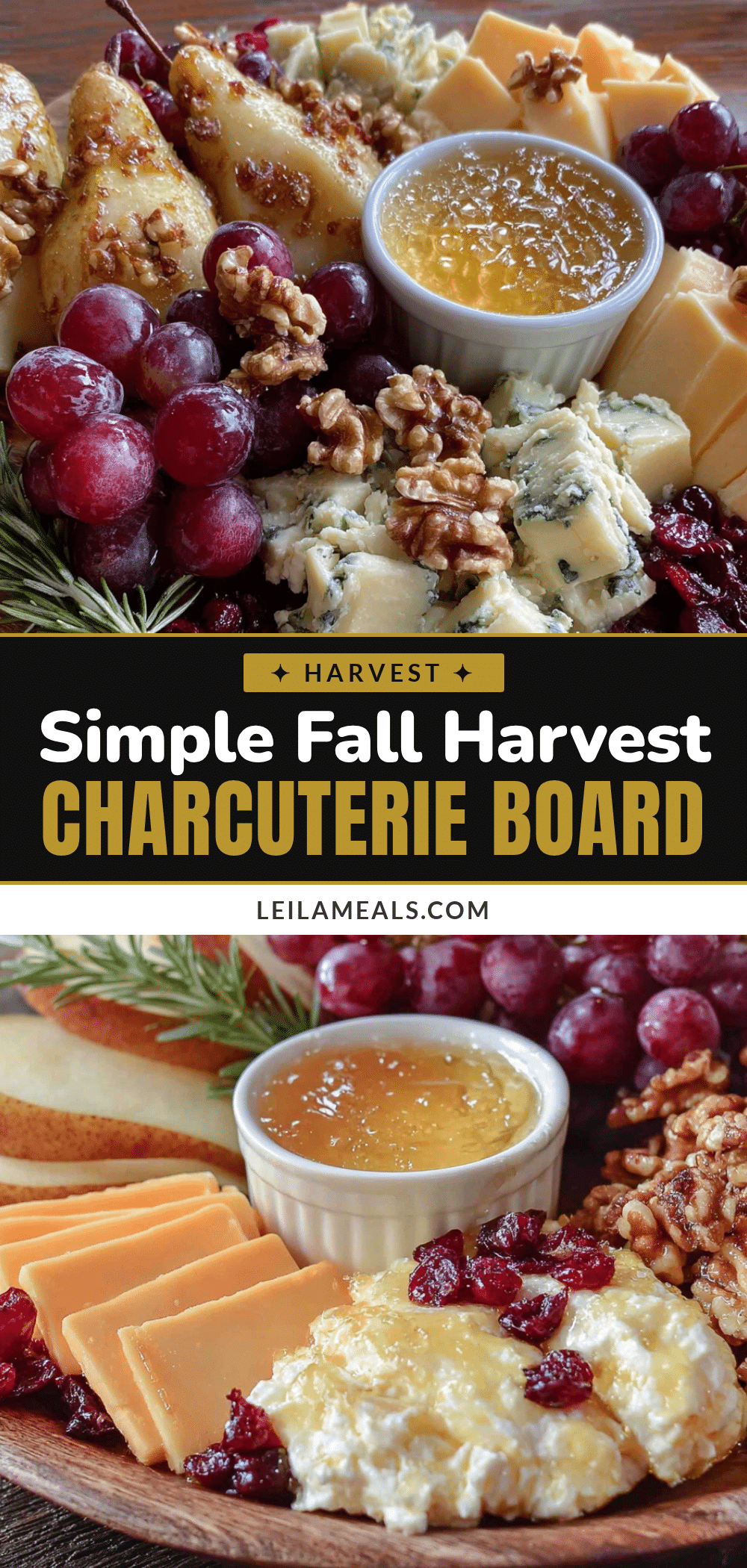 fall harvest charcuterie board with pears and honey recipe
