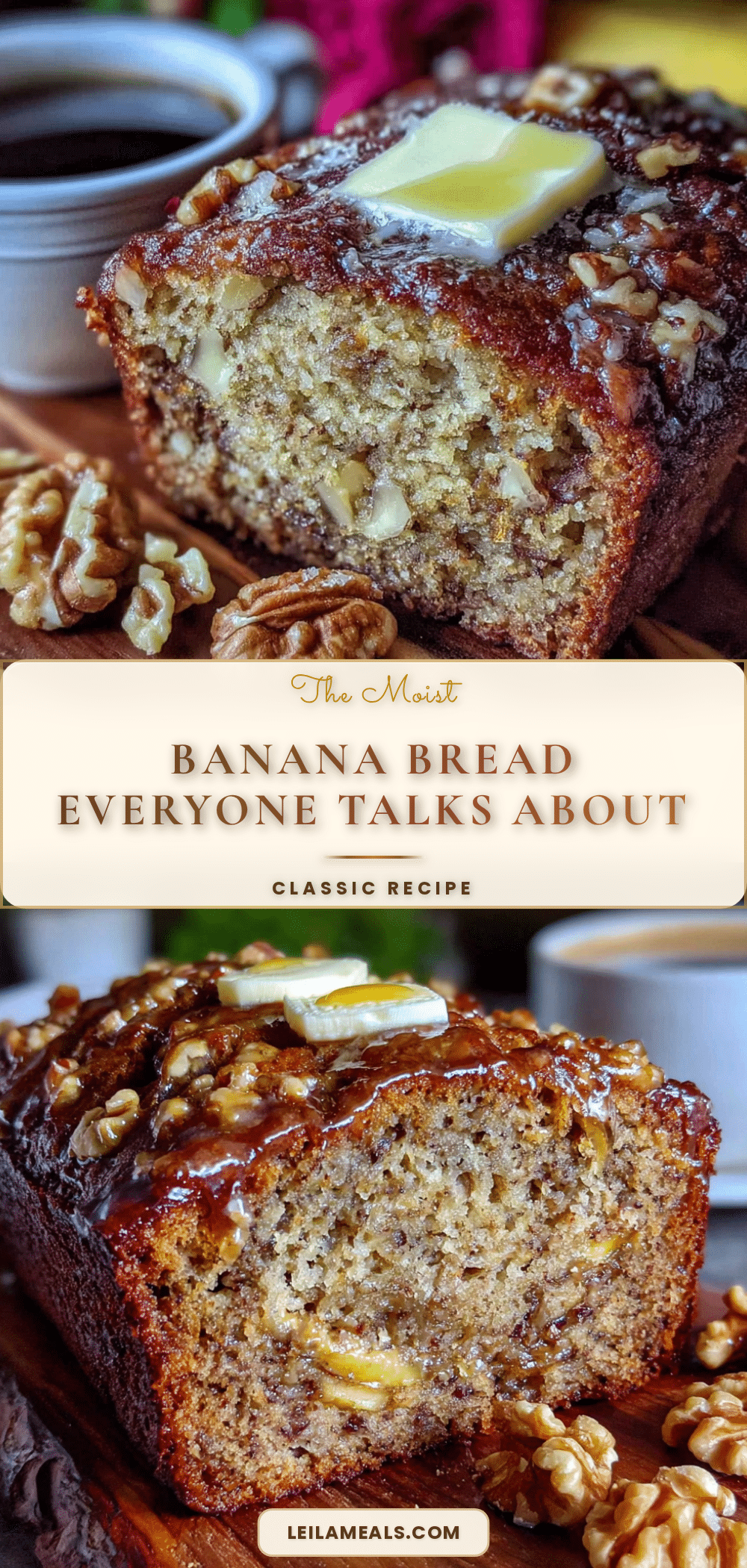moist banana bread with walnuts recipe
